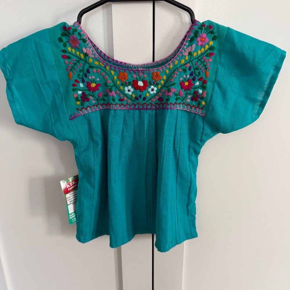 Mexican Embroidered Pueblo Blouse Shirt // Baby Girls size 2 T toddler